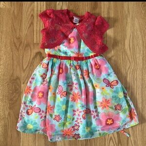 Girls Flower Dress Size 5 With Shrug